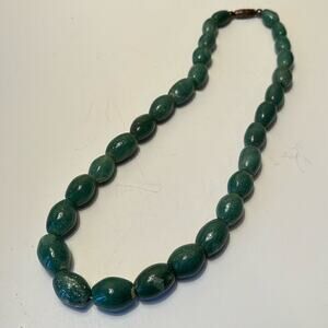 Vintage Dark Green Beaded Stones Size 18”